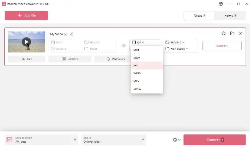 Conversion settings